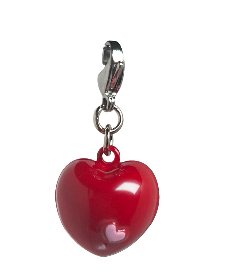 Metal Red Heart Jingle Bell Charm