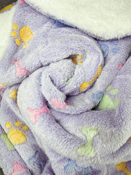 Double Layered Ultra Plush Colorful Bones/Paws Blanket