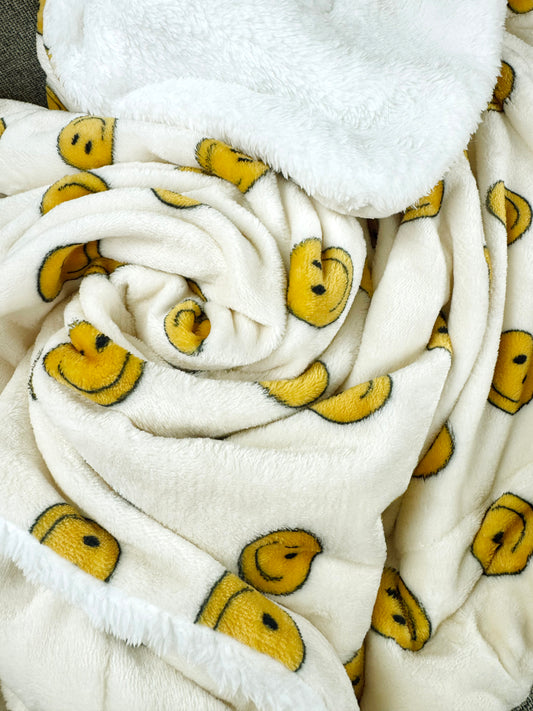 Double Layered Ultra Plush Happy Face Blanket