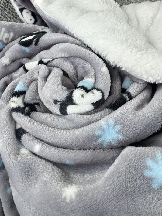 Double Layered Ultra Thick Plush Penguins Blanket