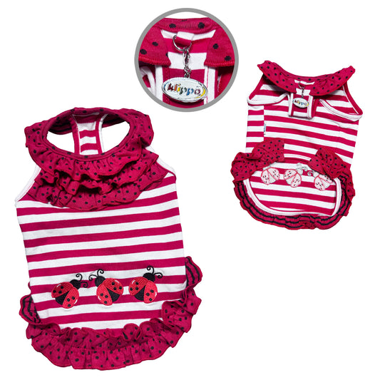 Knit Cotton Ladybug Kisses Ruffle Dress