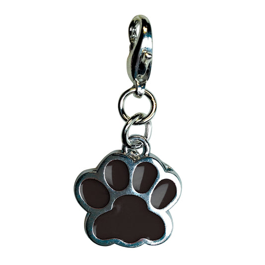Shiny BLACK Paw Print Enamel Charm