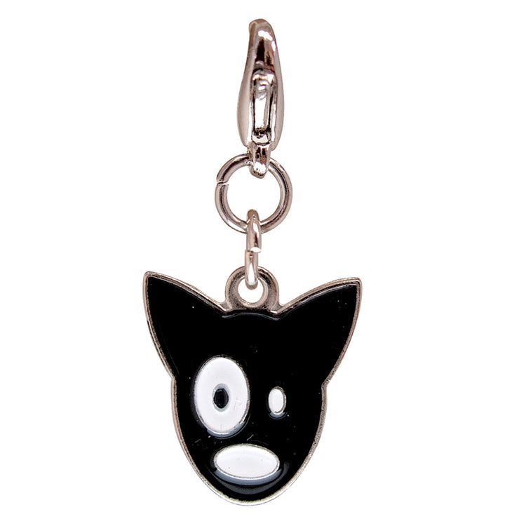Black Silly Doggy Metal Enamel Charm