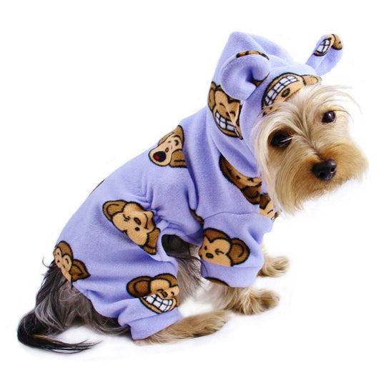 Silly Monkey Fleece Hooded Pajamas - Lavender