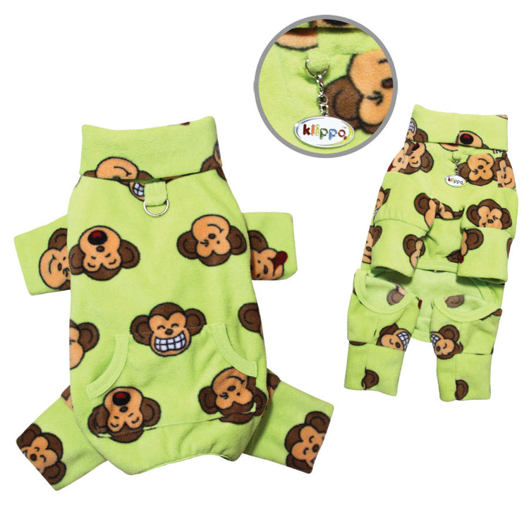 Silly Monkey Fleece Turtleneck Pajamas - Lime