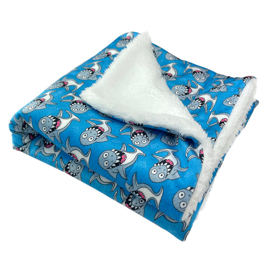 Double Layered Ultra Soft Minky/Plush Silly Sharks Blanket