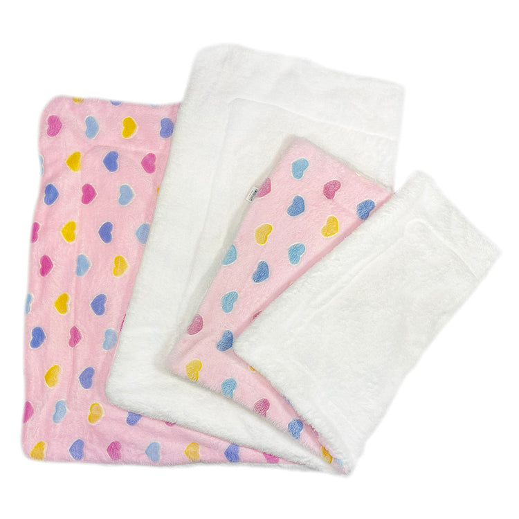 Double Layered Ultra Plush Colorful Hearts Blanket - Pink