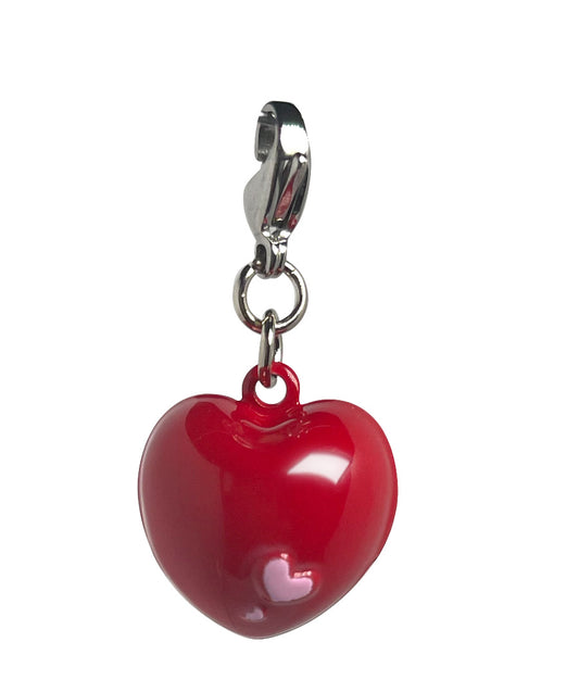 Metal Red Heart Jingle Bell Charm