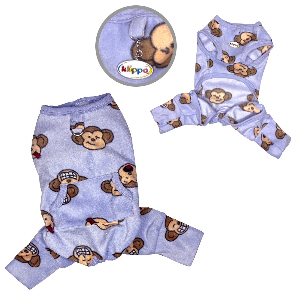 Silly Monkey Front Sleeveless Fleece Pajamas - Lavender