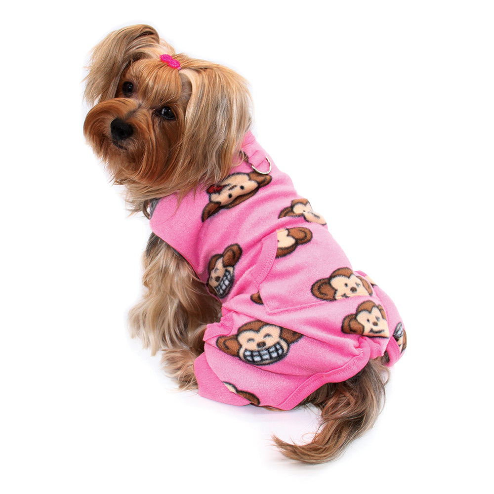 Silly Monkey Front Sleeveless Fleece Pajamas - Pink