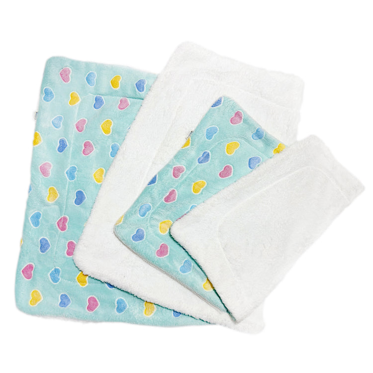 Double Layered Ultra Plush Colorful Hearts Blanket - Blue