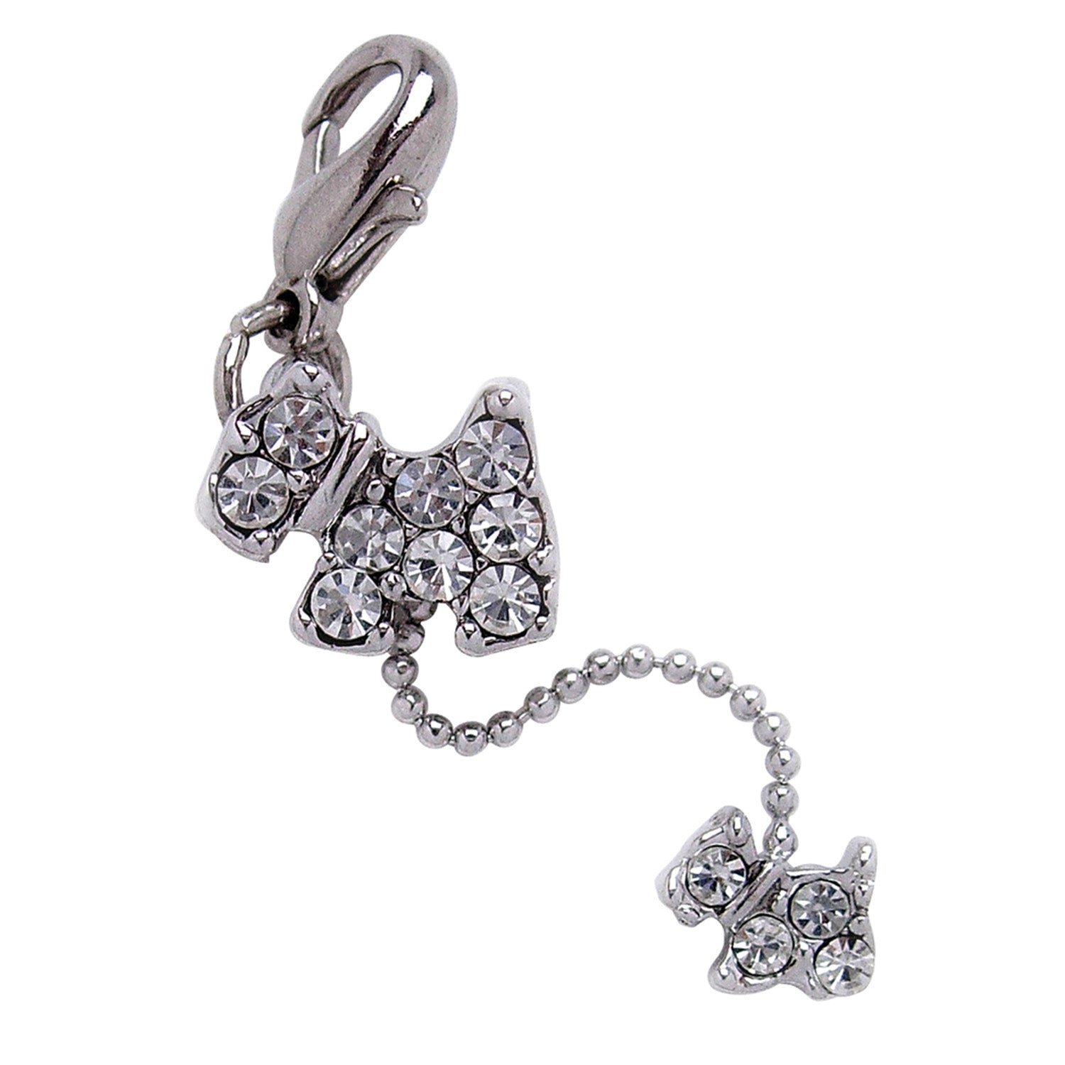 Dog and Puppy Charm with CLEAR Rhinestones