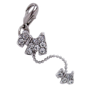 Dog and Puppy Charm with CLEAR Rhinestones