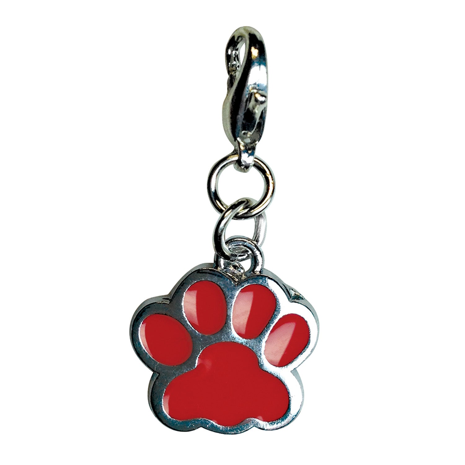 Shiny RED Paw Print Enamel Charm