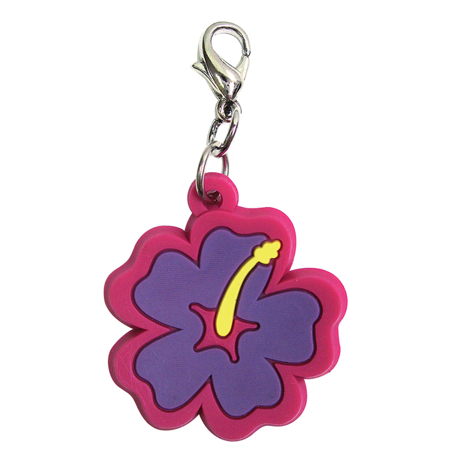 Soft PVC Rubber Hibiscus Charms - Purple w/Pink Trim