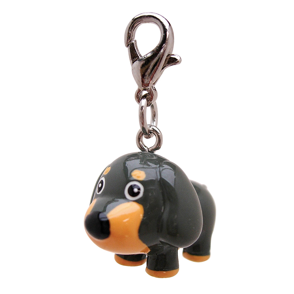 Poly 3-D Long Ears Grey Dog Charm