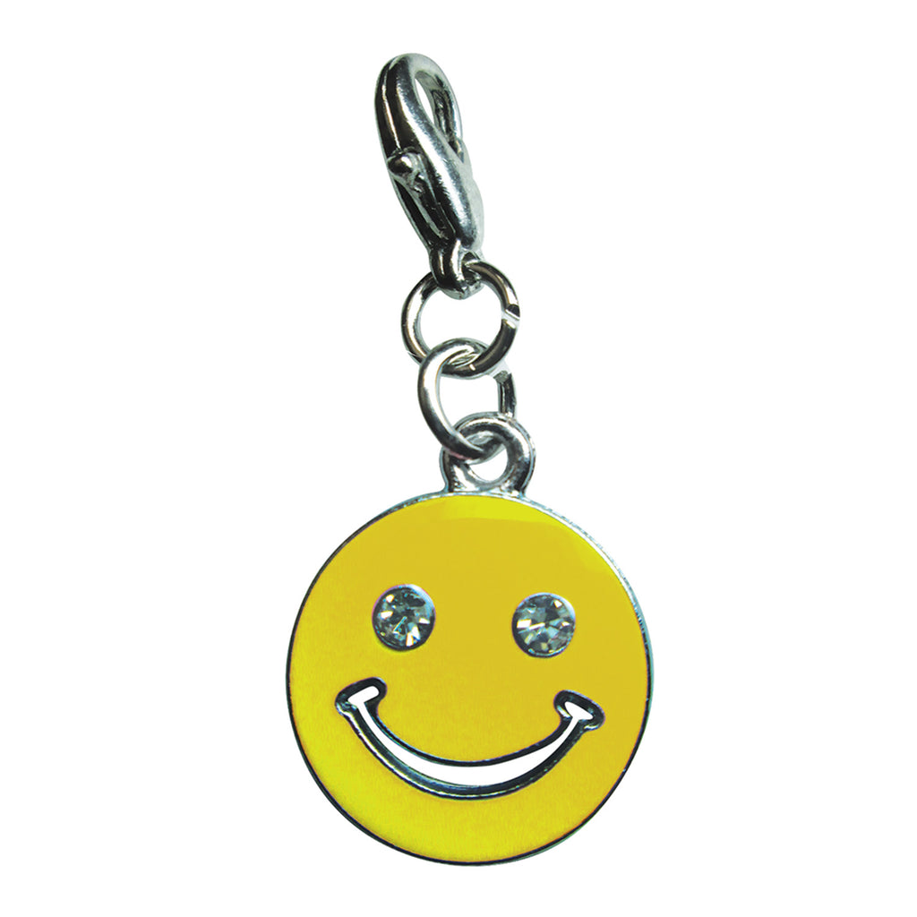 Happy Face with Sparkling Eyes Enamel Charm - Yellow