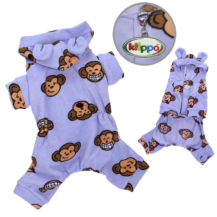 Silly Monkey Fleece Hooded Pajamas - Lavender