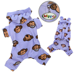 Silly Monkey Fleece Hooded Pajamas - Lavender