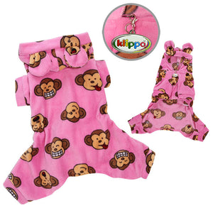 Silly Monkey Fleece Hooded Pajamas - Pink
