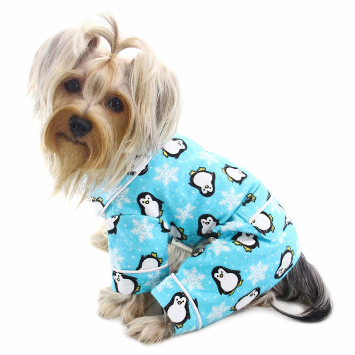 Penguins & Snowflake Flannel PJ with 2 Pockets - Turquoise