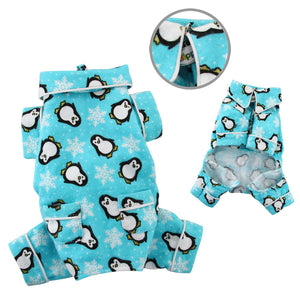 Penguins & Snowflake Flannel PJ with 2 Pockets - Turquoise