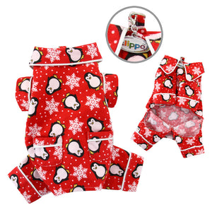 Penguins & Snowflake Flannel PJ with 2 Pockets - Red
