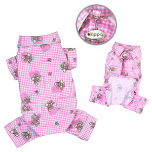 Adorable Teddy Bear Love Flannel PJ with 2 Pockets - Pink