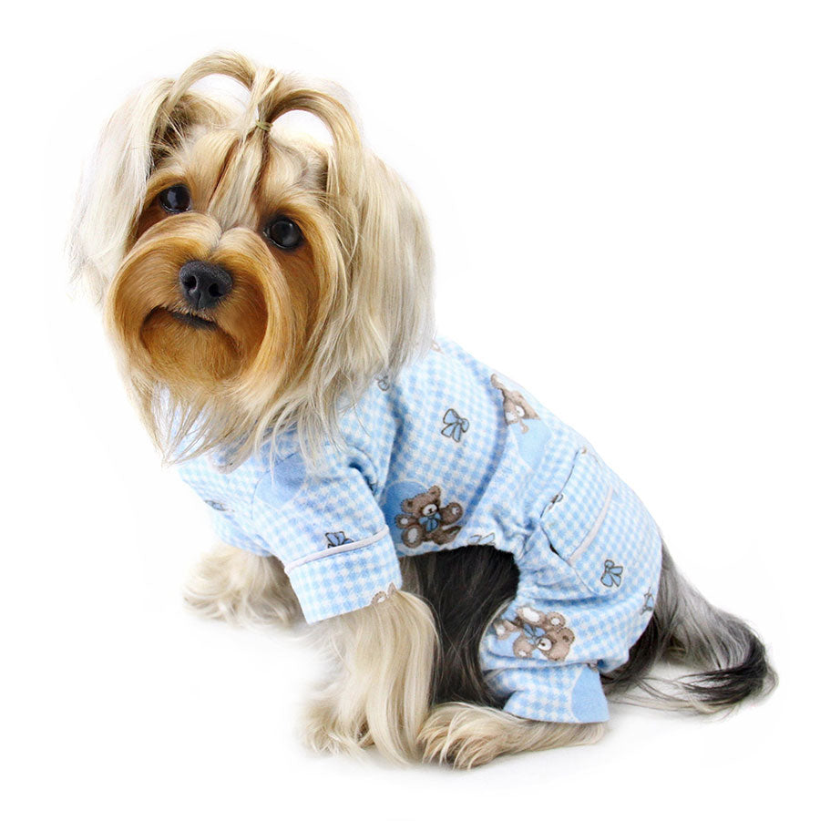Adorable Teddy Bear Love Flannel PJ with 2 Pockets - Light Blue