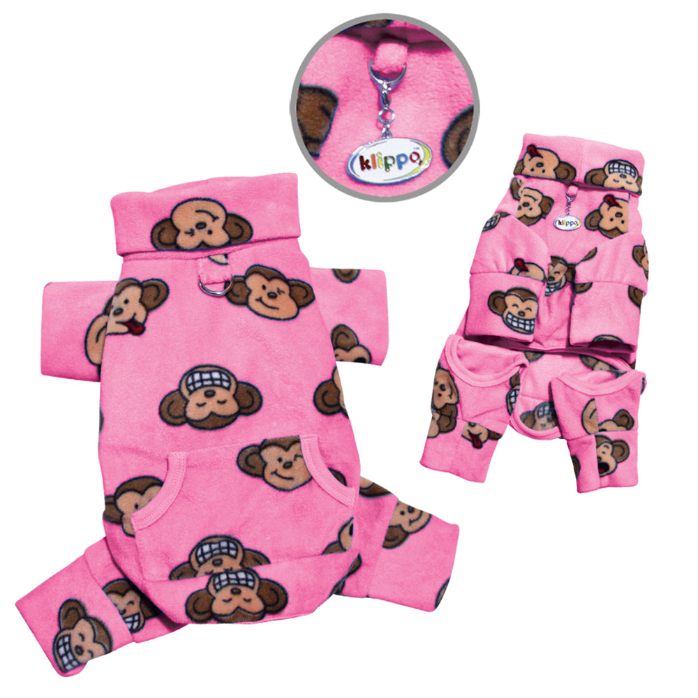 Silly Monkey Fleece Turtleneck Pajamas - Pink