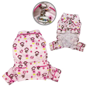Girly Monkey Flannel Pajamas with 2 Pockets