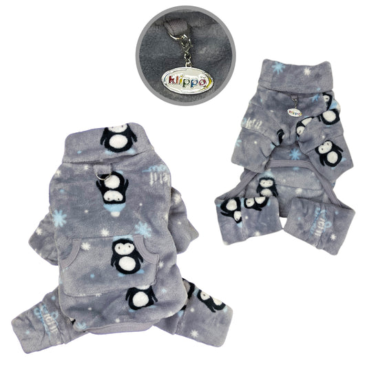 Ultra Thick Plush Penguins and Snowflakes Turtleneck Pajamas