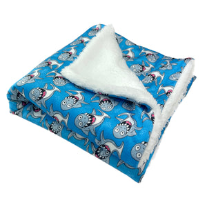 Double Layered Ultra Soft Minky/Plush Silly Sharks Blanket