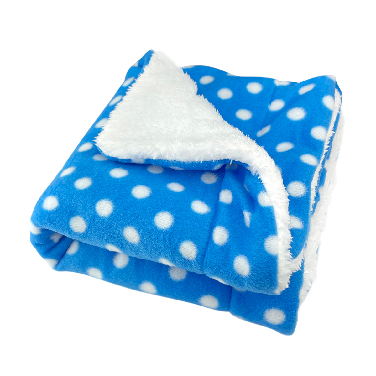 Double Layered Blue with White Polka Dots Fleece/Plush Blanket