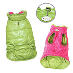 Reversible Puffer Vest with Ruffle Trims - Lime/Pink