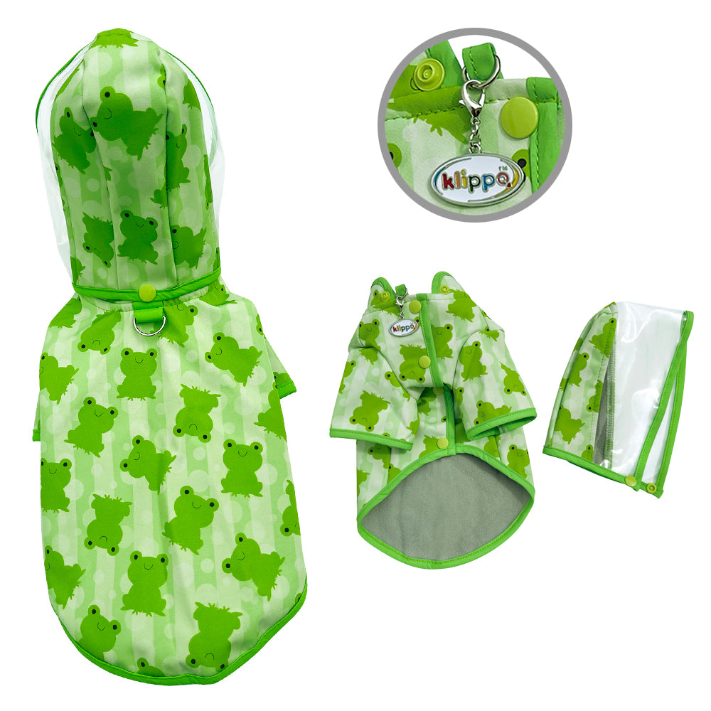 Clear View Froggy Raincoat with Fleece Lining and Detachable Hood