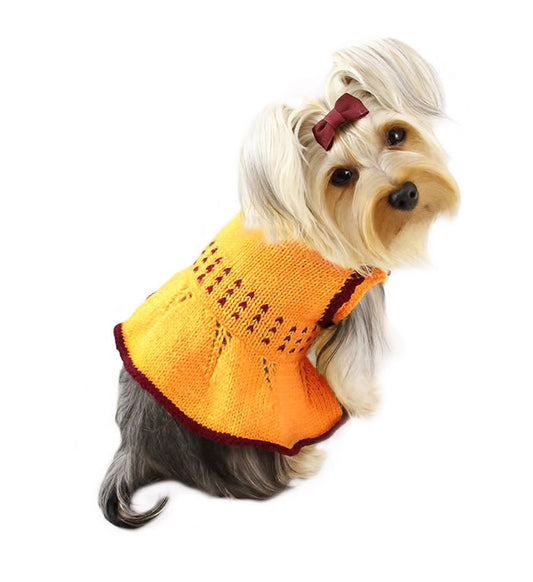 Adorable Hand Knitted Sweater Dress with Dotted Waist Decoration