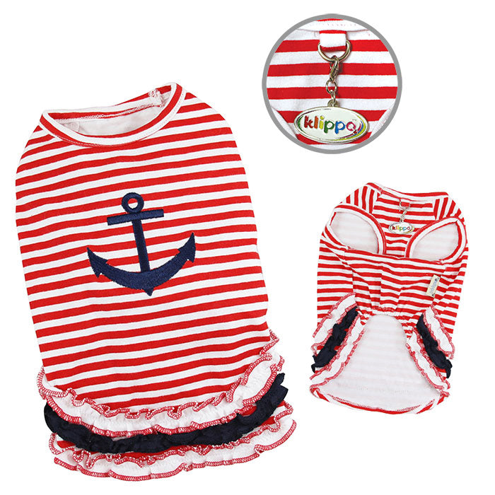 Cute Stripy Sailor Shirt with Ruffles
