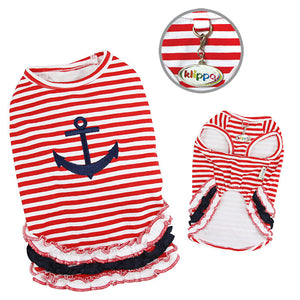 Cute Stripy Sailor Shirt with Ruffles